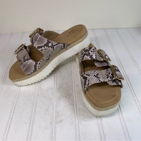 Clarks Shoes Clarks Lana Beach Snake Print Platform Double Strap